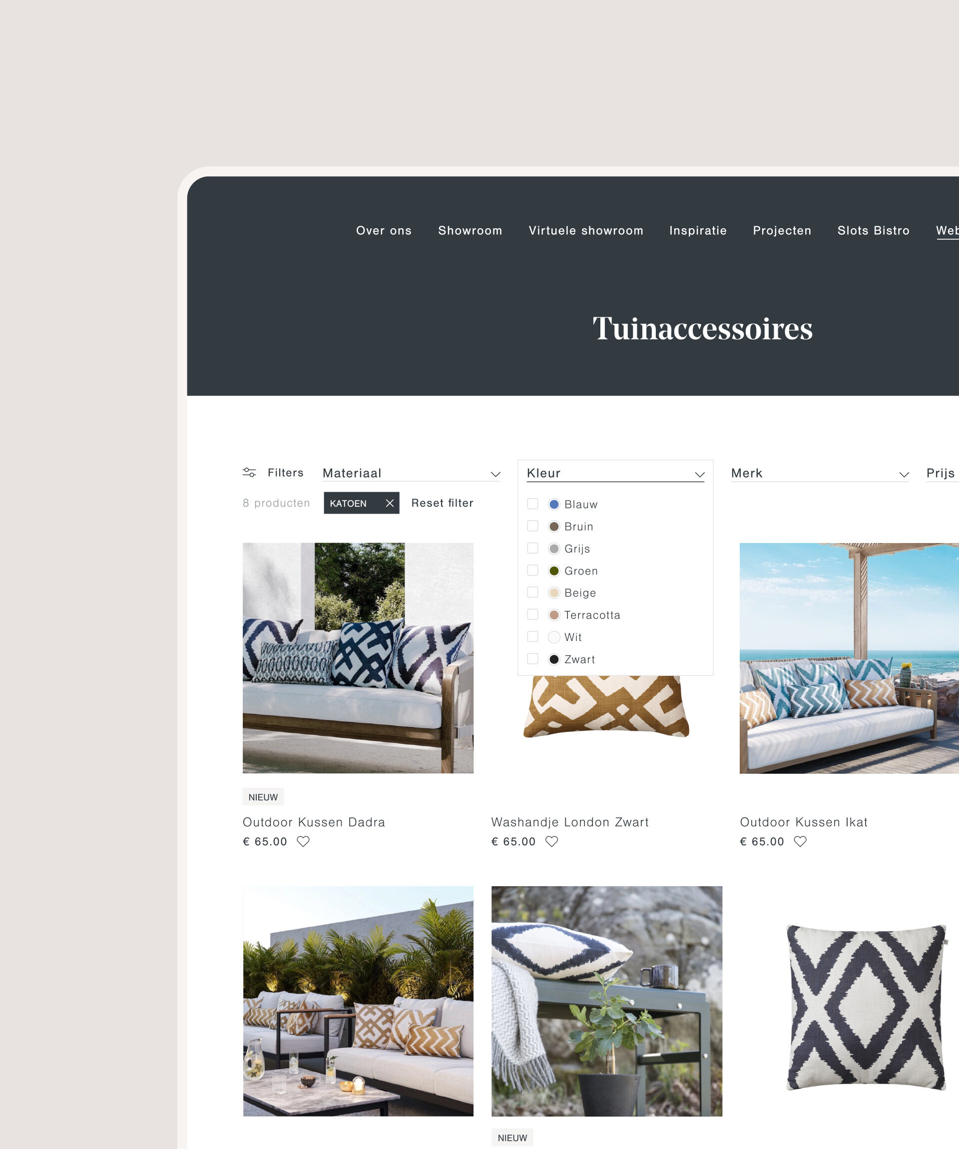 slots decoration webdesign webshop tablet